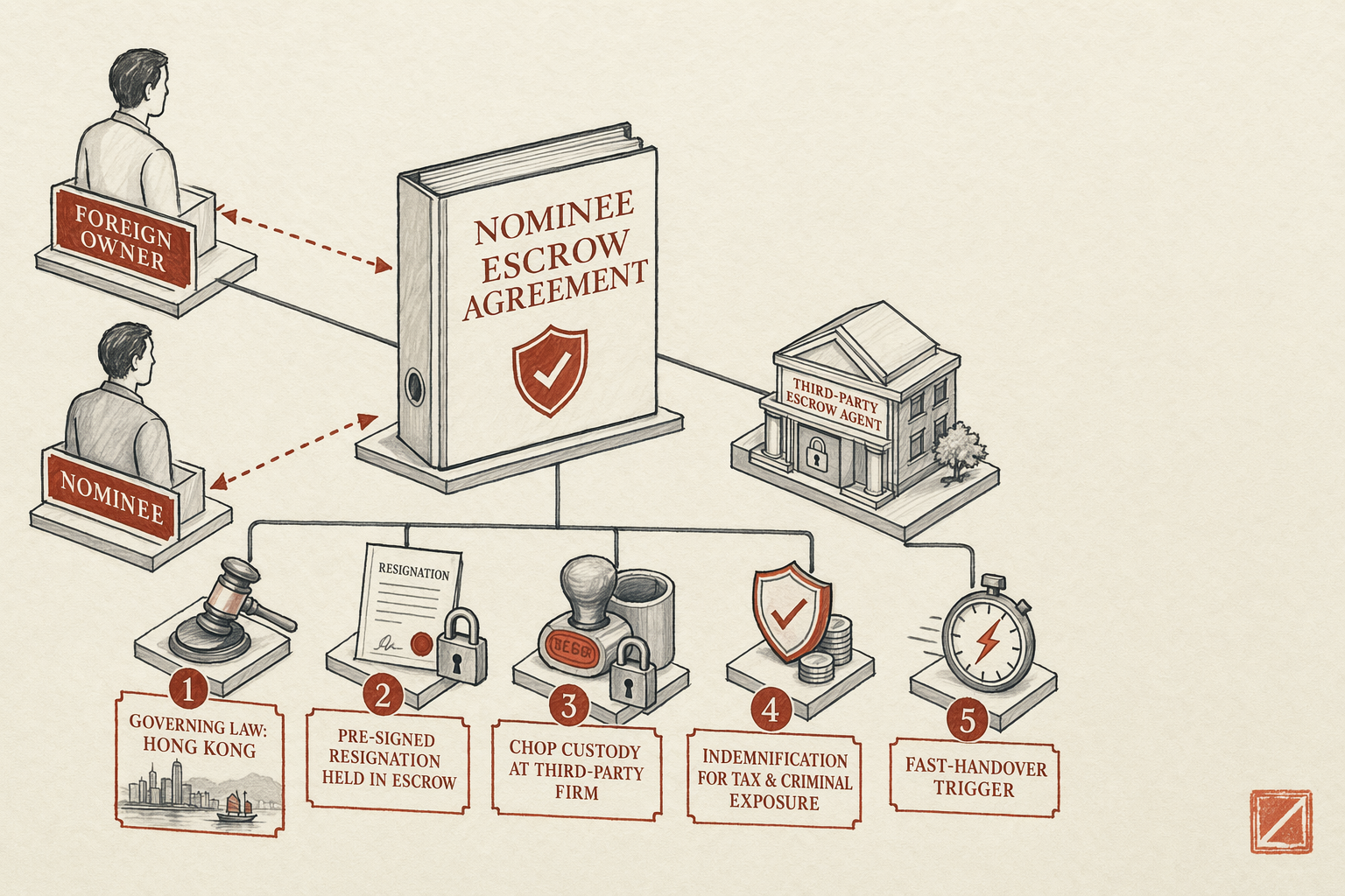 Escrow Agreements Between Foreign Owner and Nominee — overview illustration