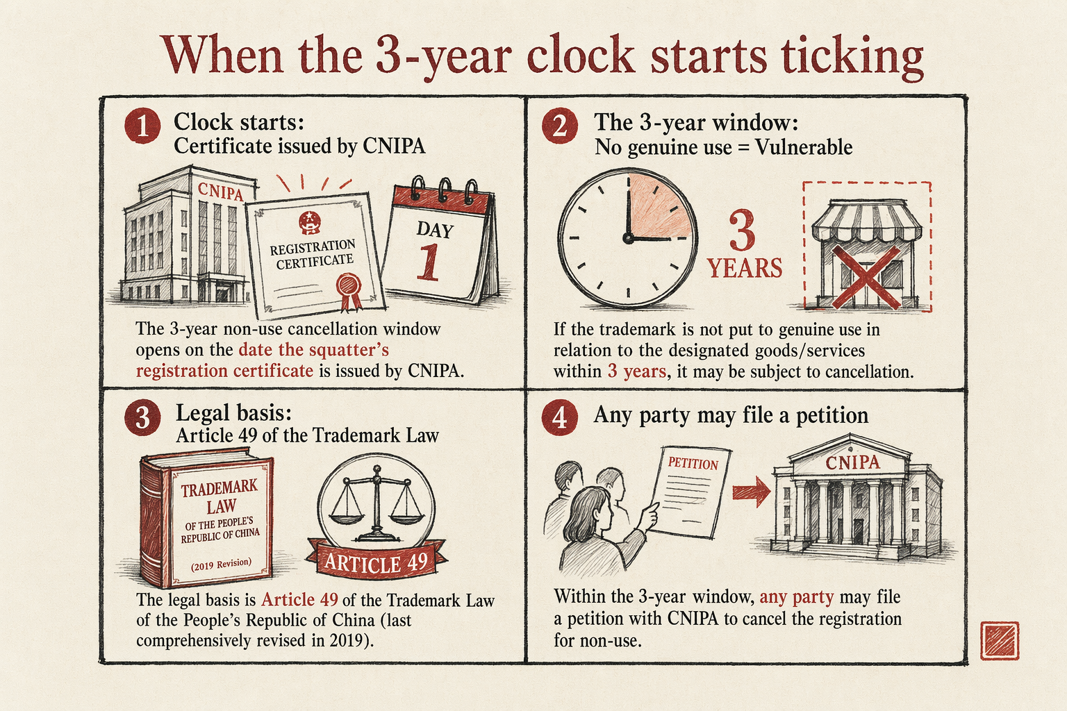 Three-Year Non-Use Cancellation Procedure — key considerations illustration