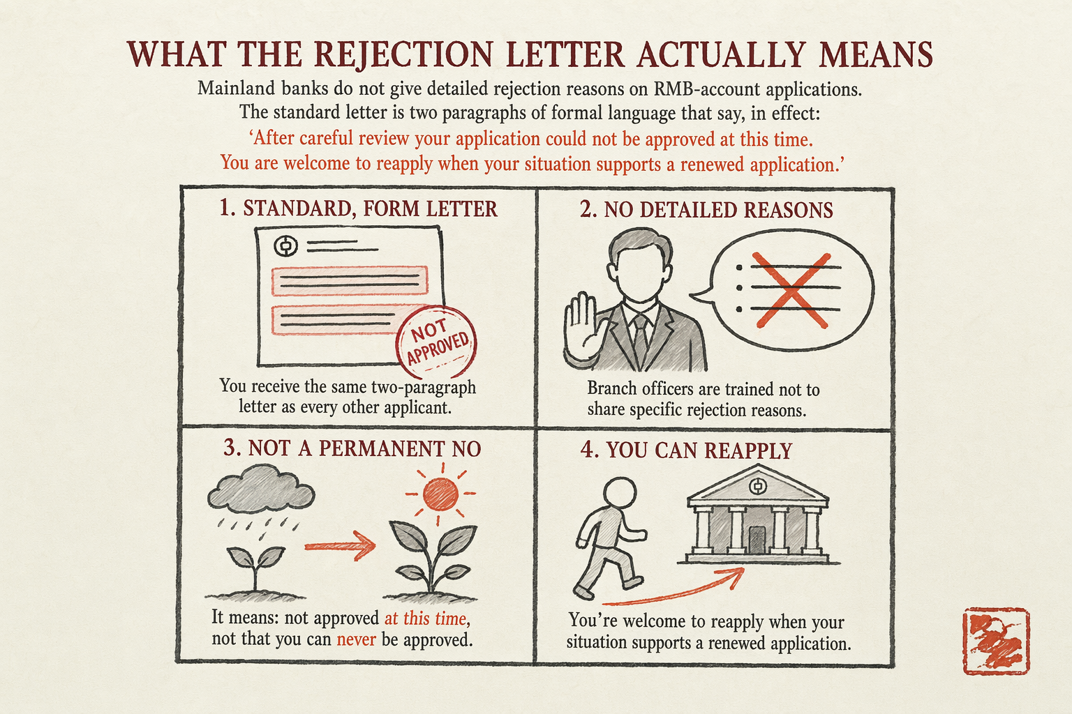 Why Your RMB Account Application Got Rejected — key considerations illustration