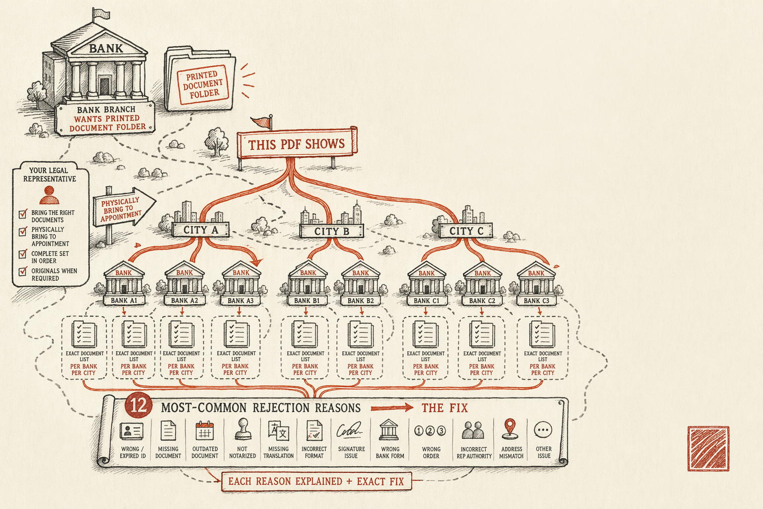 RMB Banking Document Checklist (PDF, per Bank + City) — overview illustration